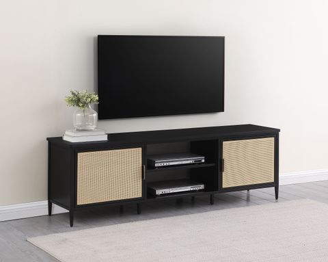 Latitude Run® Austi 2-Door 70-Inch Metal Tv Stand Media Console Black | Wayfair with regard to Design Tips for Styling Your Winfield 60" 2-door TV Stand