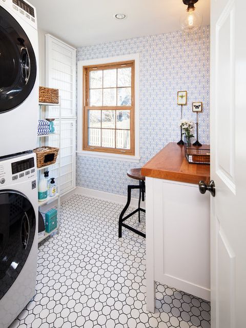 Laundry Room Flooring | Houzz with regard to Georgia Laundry Room Refresh An $800 Transformation Revealed