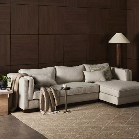 Lawrence 2-Piece Sectional W/ Chaise Nova Taupe Four Hands inside Lawrence Raf Sofa Pc-Nova Taupe