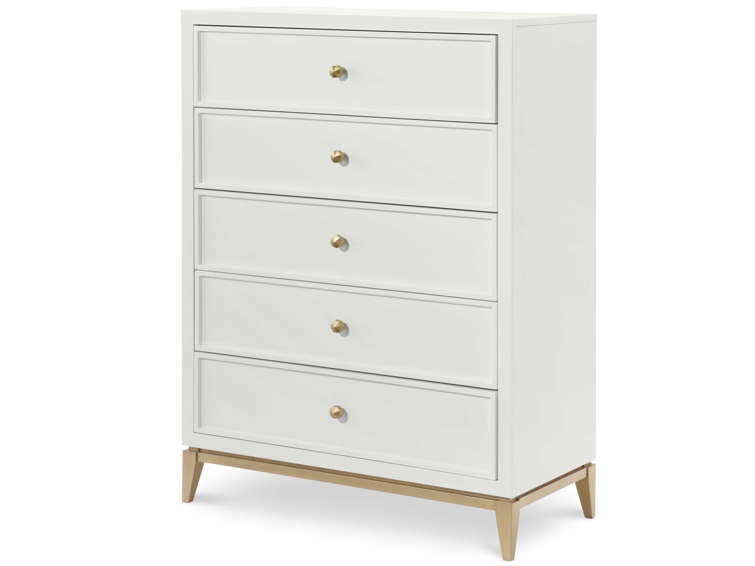 Legacy Classic Chelsea By Rachael Ray White With Gold Accents Five ... within Creating Timeless Spaces with Chelsea by Rachael Ray Drawer Chests