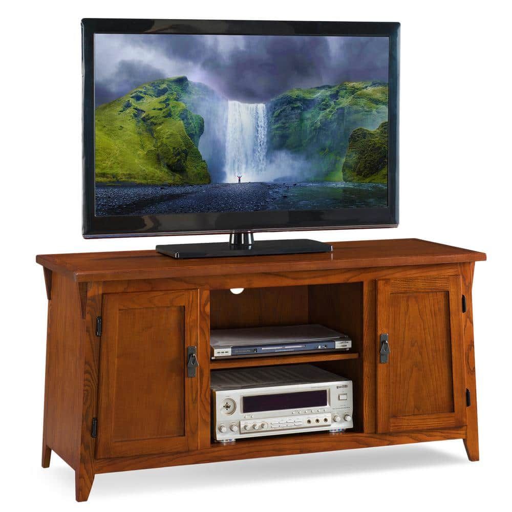 Leick Furniture Mission Oak Two Door 50&quot; Tv Console 82550 - The Home Depot with Leick Furniture Mission 50&quot; Tv Stand With Storage In Mission Oak