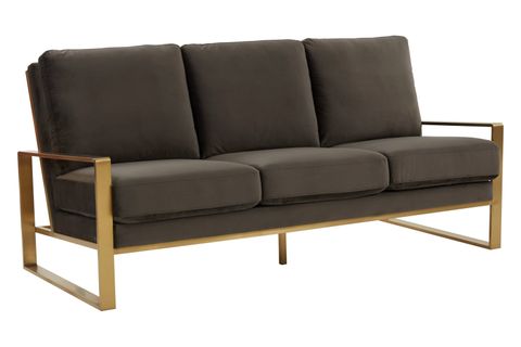 Leisuremod - Jefferson Contemporary Modern Design Velvet Sofa With Gold ... throughout Leisuremod Jefferson Contemporary Modern Velvet Loveseat With Gold Frame,...