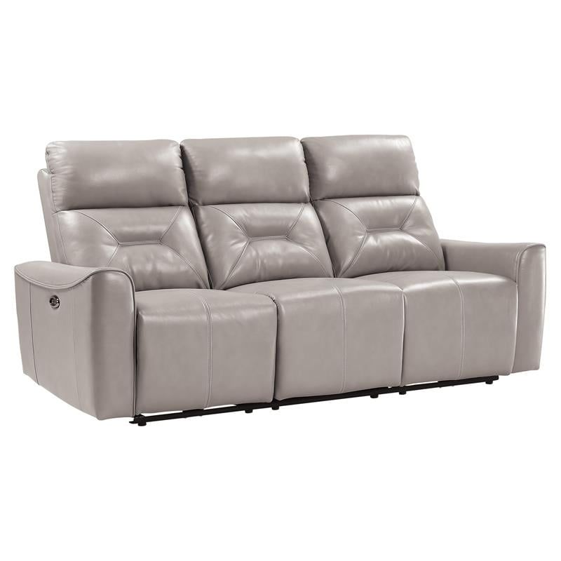 Lexicon Burwell 81.5&quot; Faux Leather Power Double Reclining Sofa In Light ... pertaining to Is the Lexicon Tabor Sofa Your Living Room's Missing Piece?