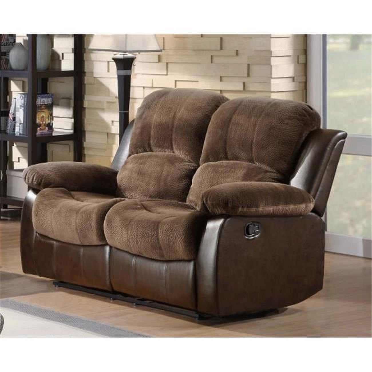 Lexicon Cranley Traditional Microfiber Double Reclining Loveseat In ... within Pemberly Row 20.5&quot; Traditional Microfiber Double Glider Reclining Sofa In Brown