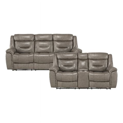 Lexicon Danio Leather 2-Piece Power Reclining Sofa Set In Brownish Gray ... with Lexicon Tabor Premium Faux Leather Power Double Reclining Sofa In Brownish Gray
