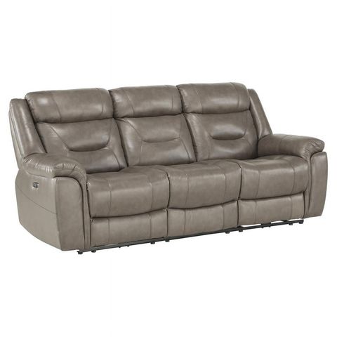 Lexicon Danio Leather Power Double Reclining Sofa In Brownish Gray ... throughout Is the Lexicon Tabor Sofa Your Living Room's Missing Piece?