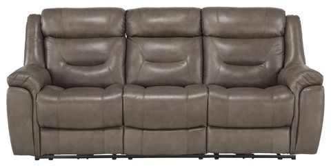 Lexicon Power Double Reclining Sofa - Brownish Gray Italian Top Grain ... inside Lexicon Tabor Premium Faux Leather Power Double Reclining Sofa In Brownish Gray