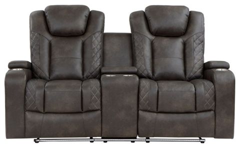 Lexicon Tabor Faux Leather Power Double Reclining Loveseat In Brownish ... with Is the Lexicon Tabor Sofa Your Living Room's Missing Piece?