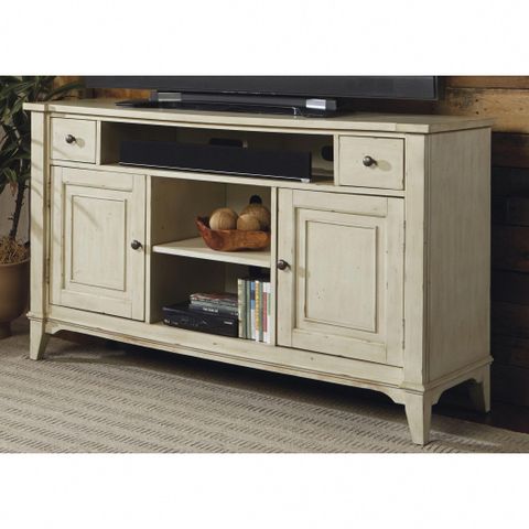 Liberty Harbor Rustic Ivory Distressed Transitional Tv Console (Harbor ... within A Closer Look at the Craftsmanship of the Concord 60" TV Stand in Distressed Java