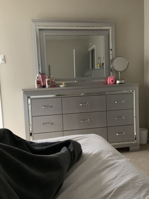 Light Grey Dresser With Diamond Handles with Designing with Cortland Dresser and Mirror in Light Steel Gray for Maximum Impact