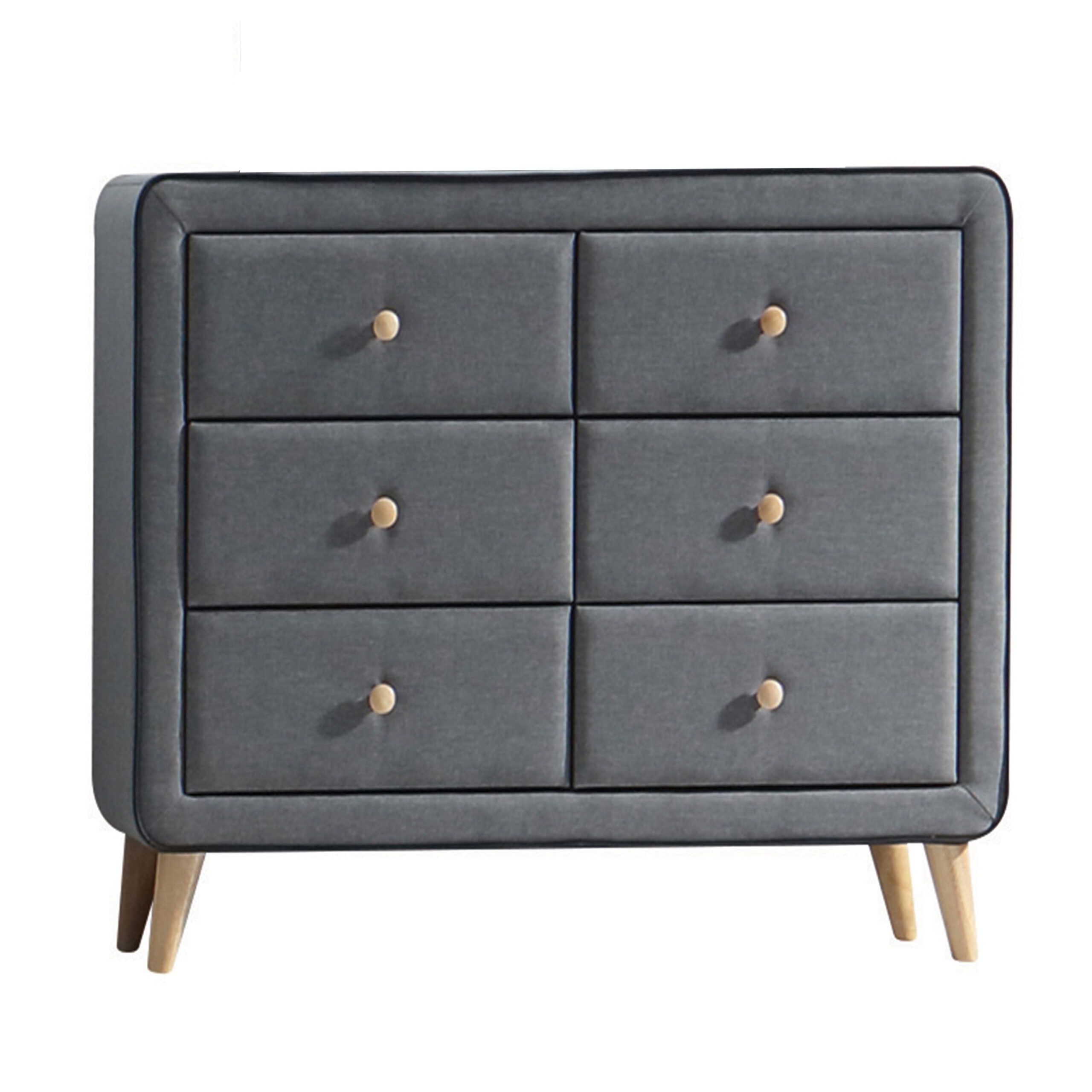 Light Grey Upholstered 6-Drawer Double Dresser,Light Grey Wood+Fabric ... regarding Insights from an Expert on Choosing the Right Upholstered Chest Valda's Light Gray Option