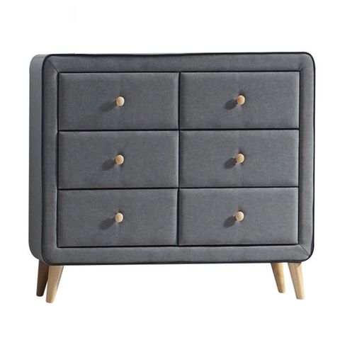 Light Grey Upholstered 6-Drawer Double Dresser,Light Grey Wood+Fabric ... regarding Insights from an Expert on Choosing the Right Upholstered Chest Valda's Light Gray Option