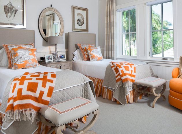 Like The Mirror Over The Nightstand And Shiny Frames Over The Beds ... with The Art of Fitting Extra Beds into Your Home Seamlessly