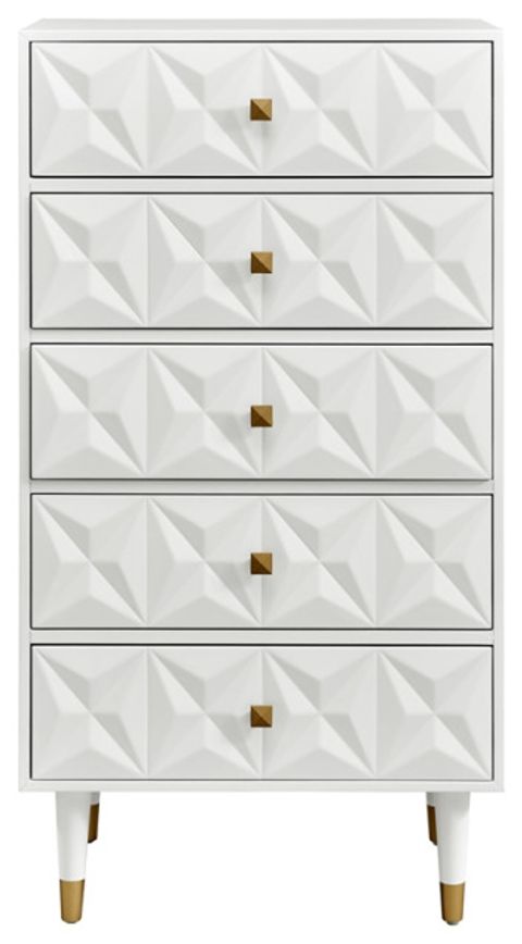 Linon Alick Wood Geo Texture 5 Drawer Chest With Gold Hardware In Gray ... regarding Tips for Styling Your Linon Alick Wood Dresser