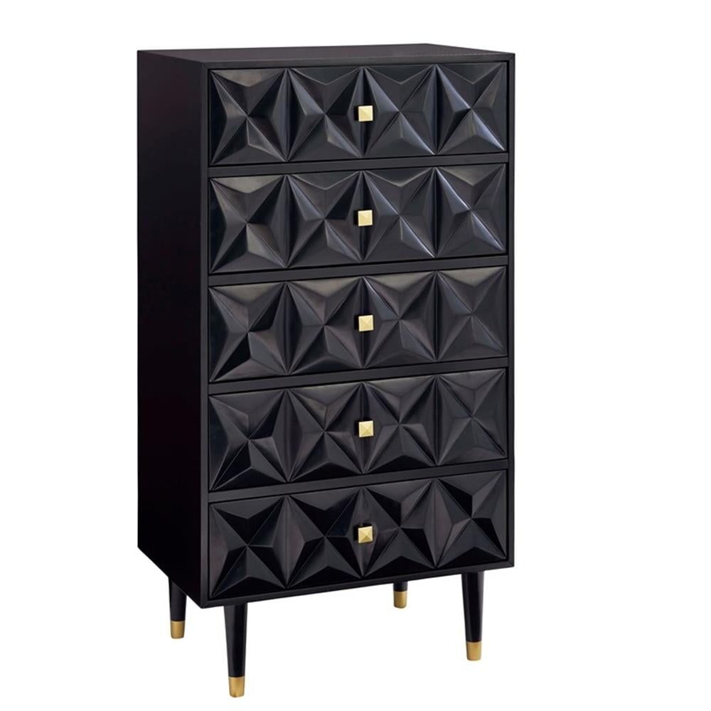 Linon Alick Wood Geo Texture 5 Drawer Chest With Gold Hardware In ... with regard to The Practical Benefits of Choosing the Linon Alick Wood Geo Texture 5 Drawer Chest