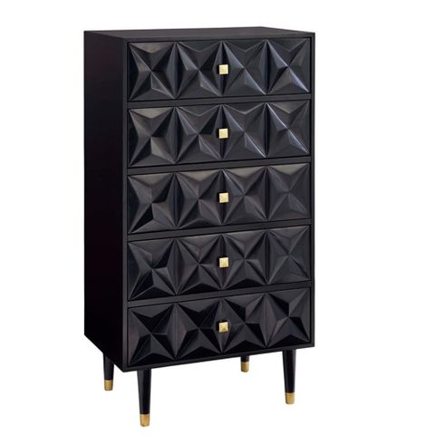 Linon Alick Wood Geo Texture 5 Drawer Chest With Gold Hardware In ... with regard to The Practical Benefits of Choosing the Linon Alick Wood Geo Texture 5 Drawer Chest