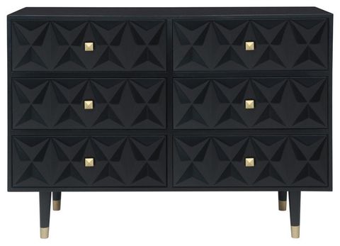 Linon Alick Wood Geo Texture 6 Drawer Dresser Gold Hardware In Glossy ... inside Tips for Styling Your Linon Alick Wood Dresser