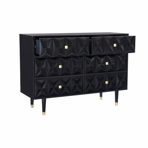 Linon Alick Wood Geo Texture 6 Drawer Dresser Gold Hardware In Glossy ... regarding The Practical Benefits of Choosing the Linon Alick Wood Geo Texture 5 Drawer Chest
