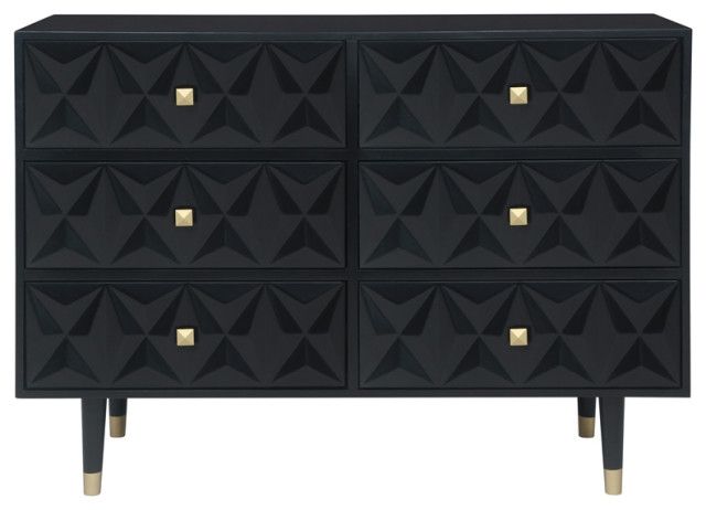 Linon Alick Wood Geo Texture 6 Drawer Dresser Gold Hardware In Glossy ... throughout The Practical Benefits of Choosing the Linon Alick Wood Geo Texture 5 Drawer Chest