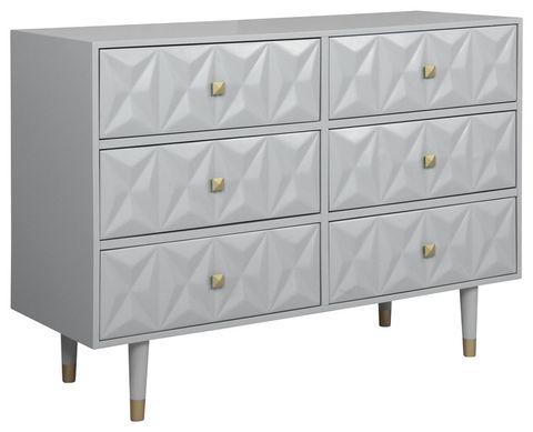 Linon Alick Wood Geo Texture 6 Drawer Dresser With Gold Hardware In ... for Tips for Styling Your Linon Alick Wood Dresser