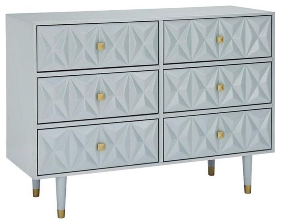 Linon Alick Wood Geo Texture 6 Drawer Dresser With Gold Hardware In ... pertaining to