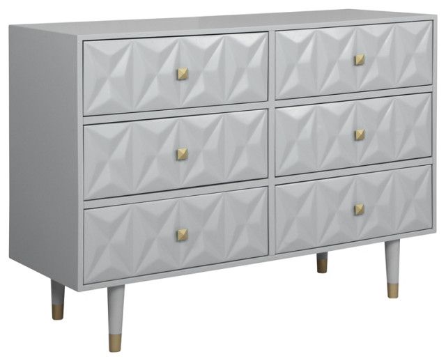 Linon Alick Wood Geo Texture 6 Drawer Dresser With Gold Hardware In ... with The Practical Benefits of Choosing the Linon Alick Wood Geo Texture 5 Drawer Chest