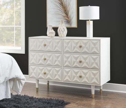 Linon Six Drawer Geo Texture Dresser In White - Walmart.com for The Practical Benefits of Choosing the Linon Alick Wood Geo Texture 5 Drawer Chest