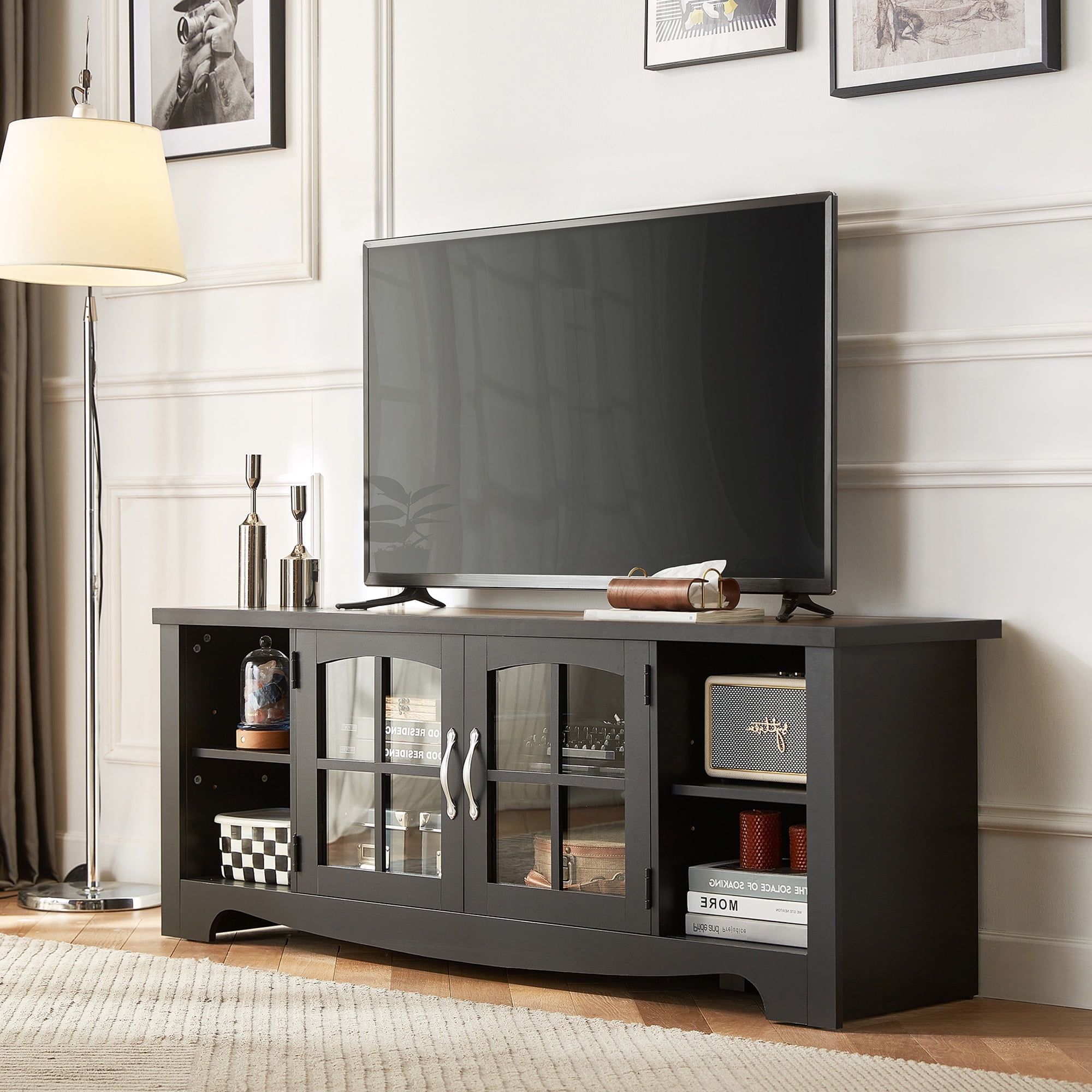 Linsy Home Modern Farmhouse Tv Stand For Tvs Up To 65&quot;,Home ... for Pemberly Row Modern Glass Tv Stand For Tvs Up To 35&quot; In Black