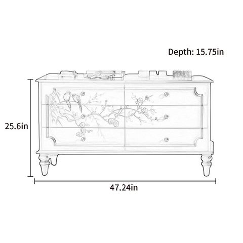 Liu's Ink Furniture Hand-Painted Rustic 6-Drawer Accent Chest | Wayfair intended for How to choose the right Locher 6 Drawer Accent Chest for your living space