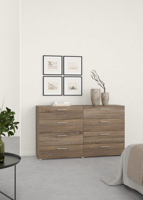 Loft Truffle Oak 8 Drawer Double Dresser, Solid Finish Bedroom Storage ... inside The Art of Choosing the Right Dresser for Your Modern Bedroom Setup