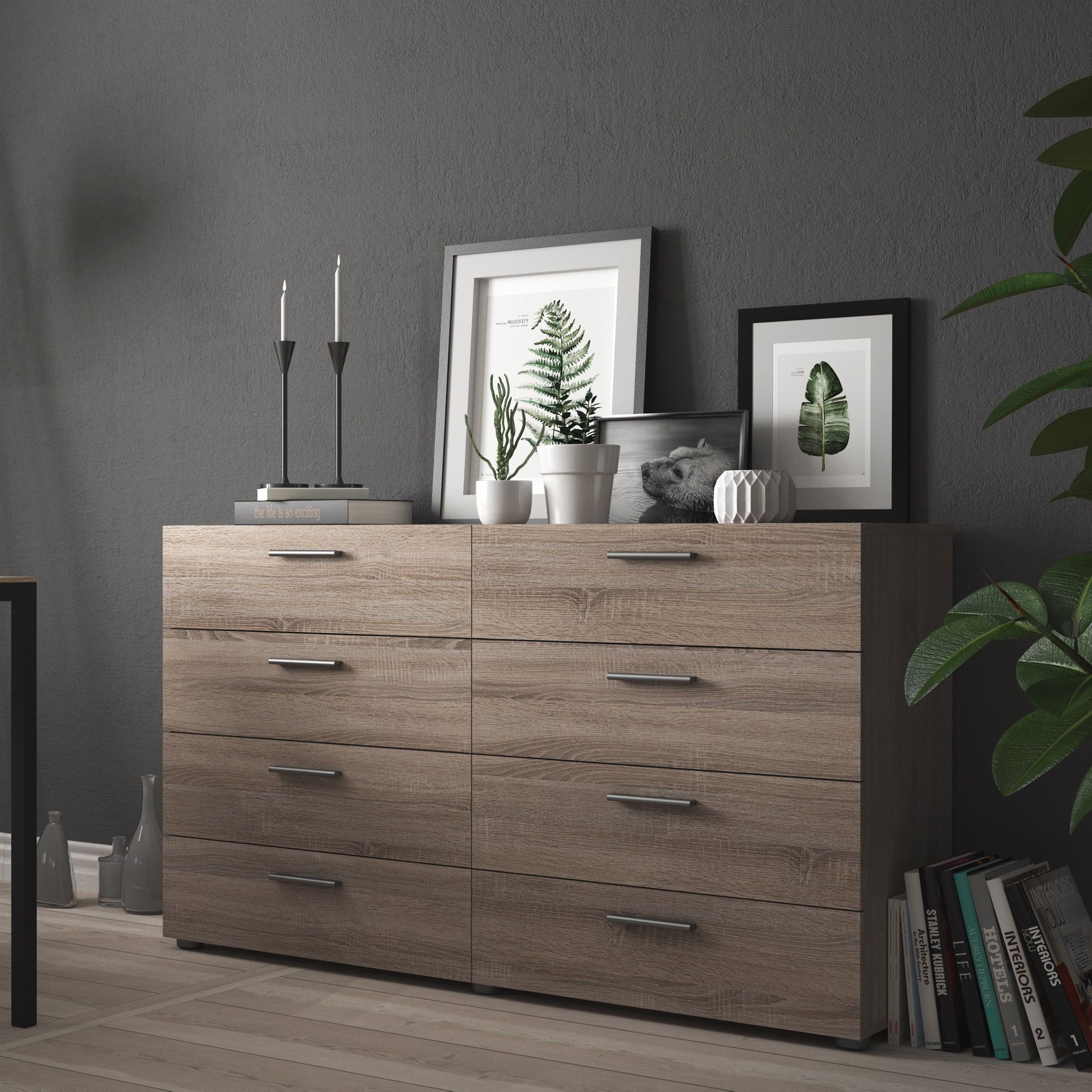 Loft Truffle Oak 8 Drawer Double Dresser, Solid Finish Bedroom Storage ... within The Art of Choosing the Right Dresser for Your Modern Bedroom Setup