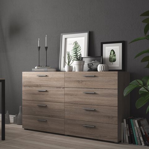 Loft Truffle Oak 8 Drawer Double Dresser, Solid Finish Bedroom Storage ... within The Art of Choosing the Right Dresser for Your Modern Bedroom Setup