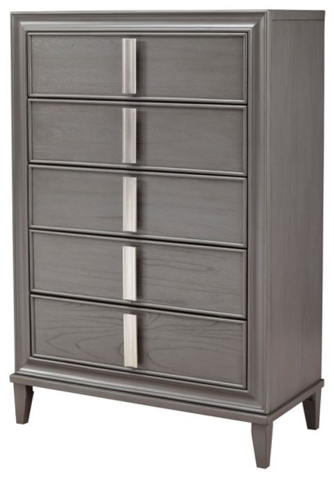 Lorraine 5 Drawer Chest, Dark Grey - Transitional - Dressers - By ... throughout Understanding the craftsmanship behind Alpine Furniture's Lorraine Wood 6 Drawer Dresser