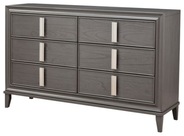 Lorraine 6 Drawer Dresser, Dark Grey - Transitional - Dressers - By ... for Alpine Furniture Lorraine Wood 6 Drawer Dresser In Dark Gray