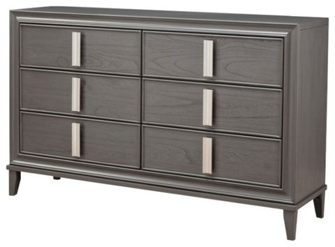 Lorraine 6 Drawer Dresser, Dark Grey - Transitional - Dressers - By ... for Alpine Furniture Lorraine Wood 6 Drawer Dresser In Dark Gray