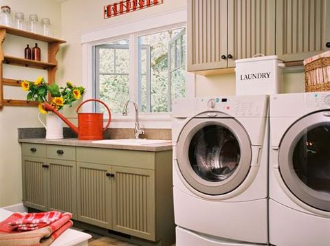 Lovely Wooden Sage Green Cabinets (With Images) | Laundry Room ... within See The Latest 4 Laundry Rooms That Blend Fashion and Function