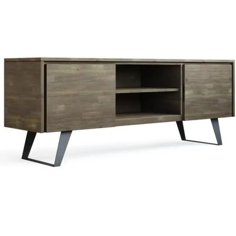 Lowry 63 In. Wide Solid Acacia Wood Modern Industrial Tv Media Stand In ... in Maximizing Space Efficiency with a 70 Inch Compatible TV Stand