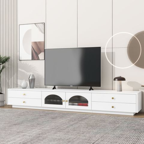 Luxurious Tv Stand In Creamy White, Elegant Media Console For Tvs Up To ... for Maximizing space efficiency with the Ellice 71 white media console configuration