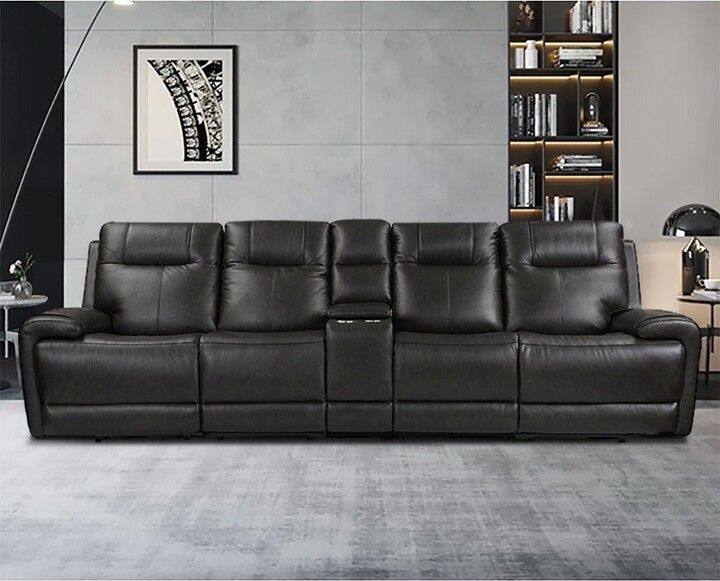 Ly &amp; S Collection 4 Seat Recliner Sofa Top Grain Leather Power Reclining Sofa With Storage ... with regard to Darlene Reclining Sofa Collection, Sofa