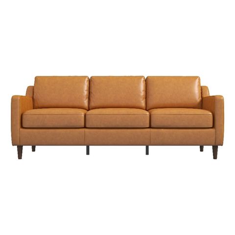 Madison Mid Century Modern Furniture Genuine Leather Couches In Cognac ... regarding Madison Mid Century Modern Furniture Genuine Leather Couches In Cognac Tan