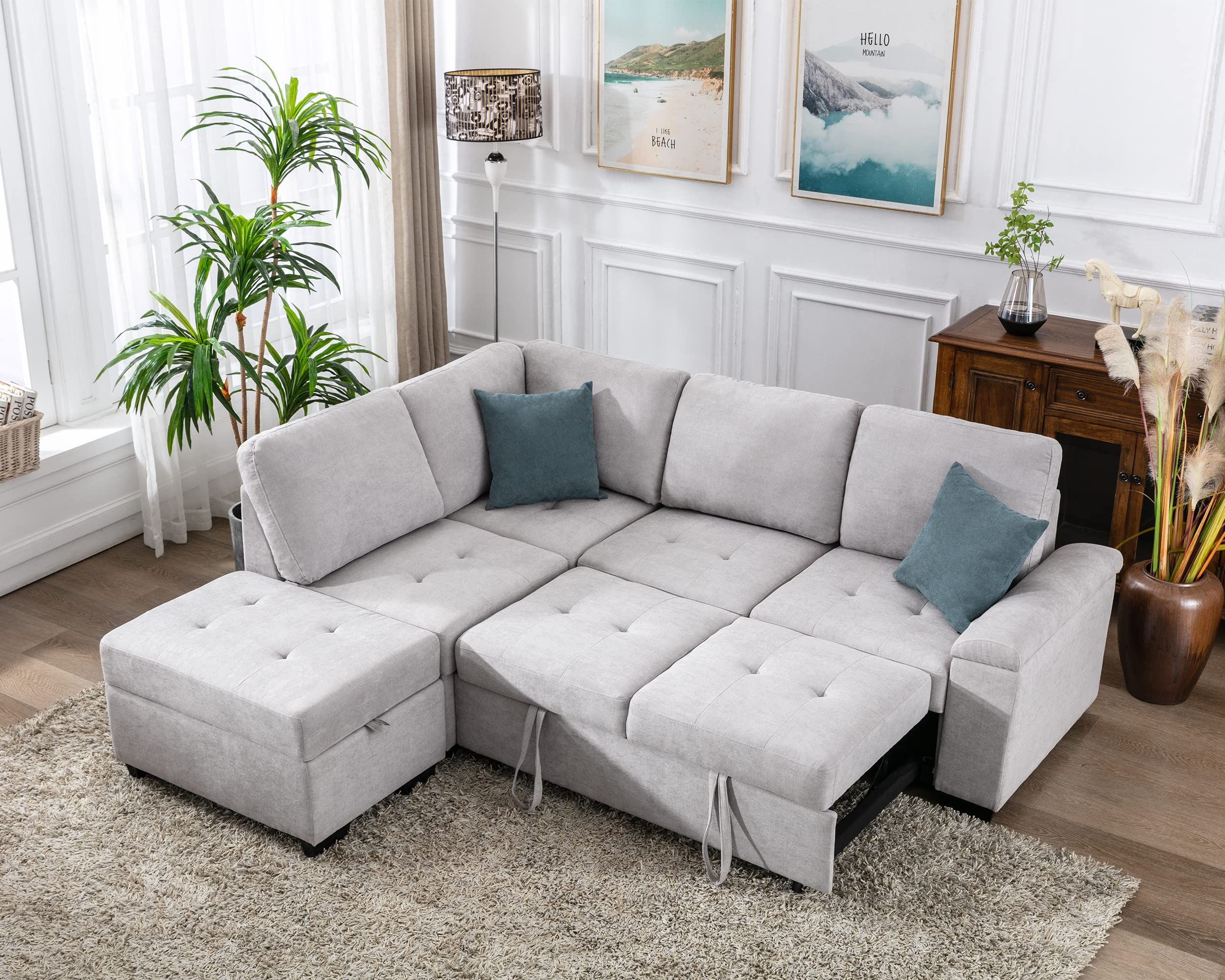 Maforob 86&quot; Convertible Sectional Sofa With Pull Out Couch &amp; Sleeper ... throughout Is a Sofa Always Essential Rethinking Comfort and Function