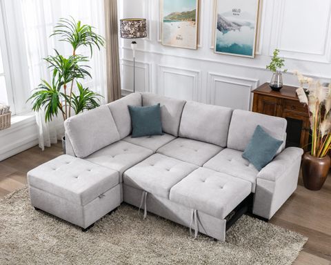 Maforob 86" Convertible Sectional Sofa With Pull Out Couch & Sleeper ... throughout Is a Sofa Always Essential Rethinking Comfort and Function