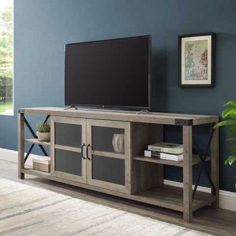 Magnolia 2-Door Grey Wash Tv Stand By Desert Fields - Walmart.com ... with The Art of Styling a Grey Wash TV Console with Metal Mesh Doors