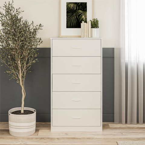Mainstays Classic 5 Drawer Dresser, White - Walmart.com throughout Washington 5 Drawer Dresser With Metal Handles, White/ Light Oak