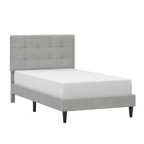 Mainstays Hillside Square Tufted Upholstered Twin Platform Bed, Light ... pertaining to Insights from an Expert on Choosing the Right Upholstered Chest Valda's Light Gray Option