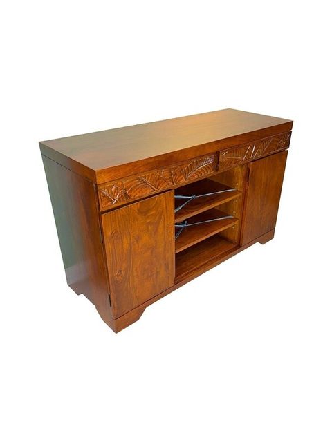 Mango Palm Leaf Media Stand - Koa Stain with regard to Safavieh Theon 2 Drawer Media Stand, Black