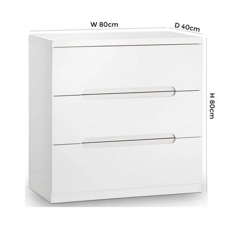 Manhattan White Gloss 3 Drawer Small Chest | Choice Furniture Superstore Uk intended for Stapleton 3 Drawer Small Chest, White