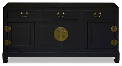 Matte Black Elmwood Bi-Fold Door Chinese Ming Media Cabinet - Asian ... regarding Craftsmanship and Style Matte Black Elmwood Bi-Fold Doors Explained