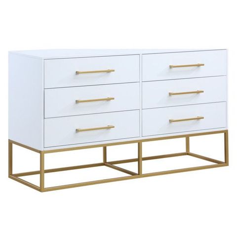 Maxine Wood Dresser With Durable Brushed Gold Metal Base - Contemporary ... in Maxine Wood Chest With Durable Brushed Gold Metal Base, Dark Cherry Finish