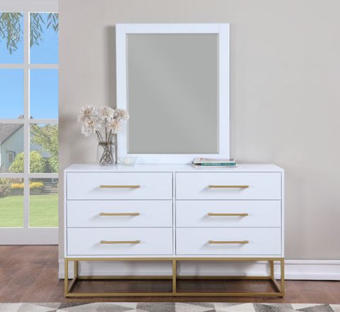Maxine Wood Dresser With Durable Brushed Gold Metal Base - Contemporary ... pertaining to Exploring the Craftsmanship Behind the Maxine Wood Chest Dark Cherry Finish